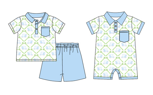 Baby Boy Short Sleeves Golf Carts Sibling Romper Set ( Moq 5 Each Style ) 3.6