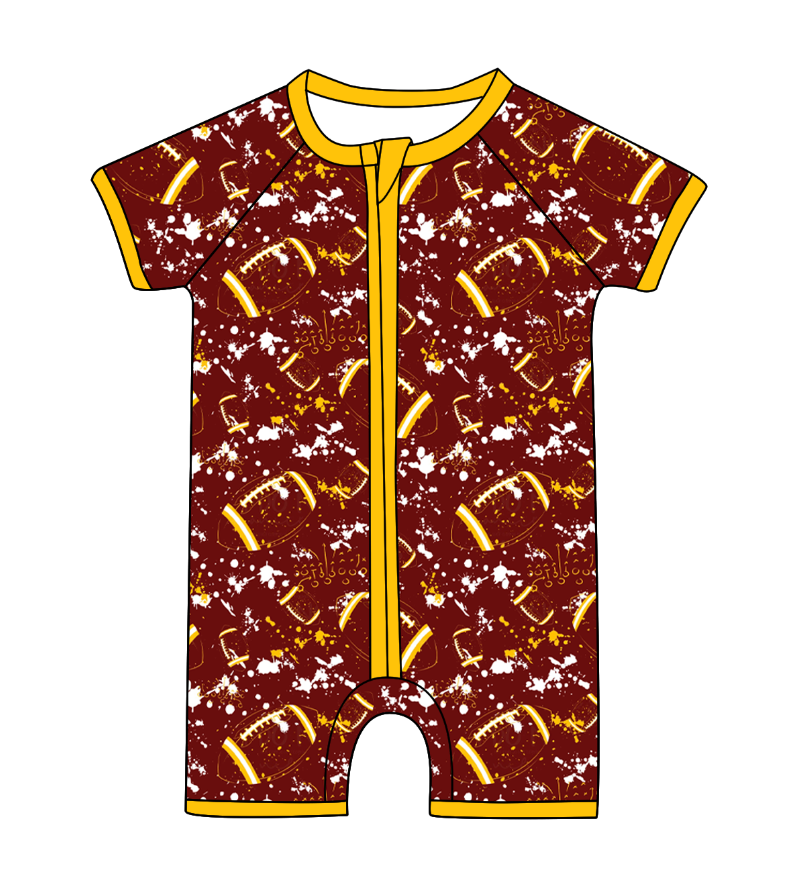 ( Moq 5 Each Style ) Baby Boys Girls Toddler Football Sibling Shorts Romper Yellow Bows Dresses Set Team Clothing
