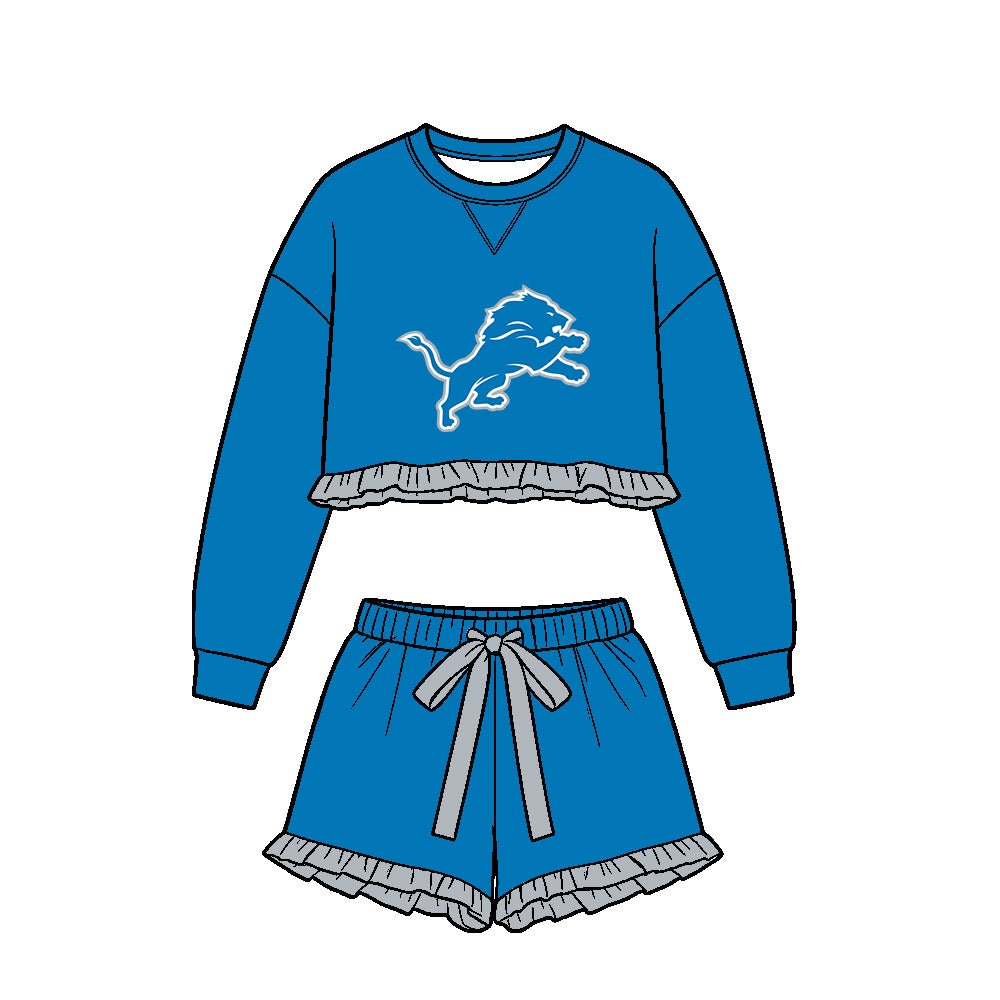 ( Moq 5 ) Baby Girls Kids Long Sleeves Ruffle Shirt Shorts Team Set Clothes