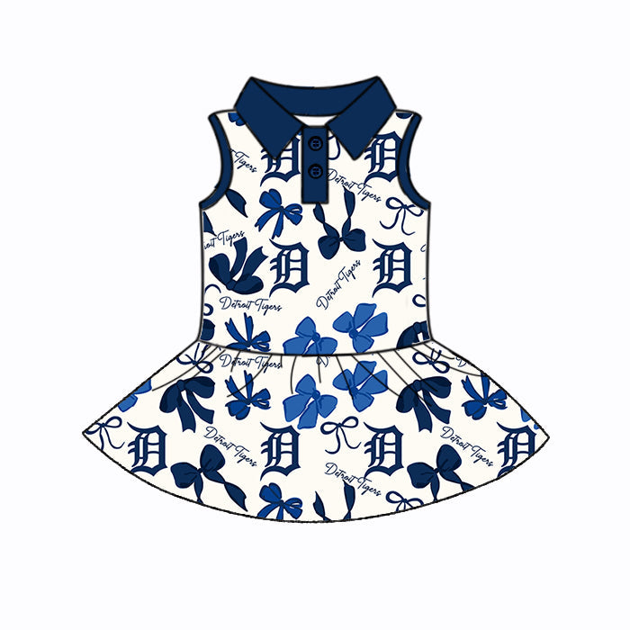 ( Moq 5 each style ) Baby Girl Team Blue Bows Sibling Dress Set 5.21