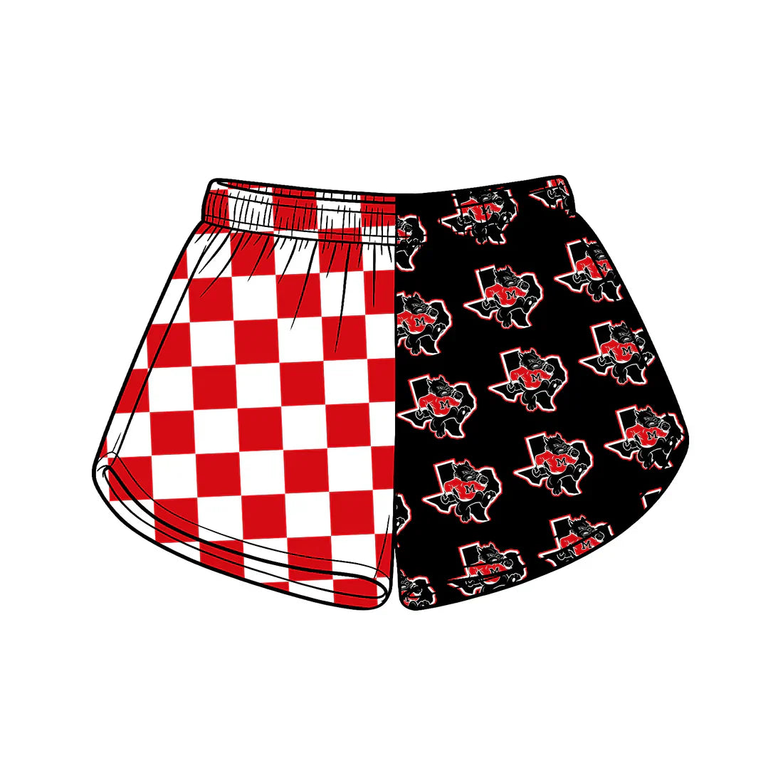 ( Moq 5 ) Baby Girls Kids Red Checked Team Shorts Summer Clothes