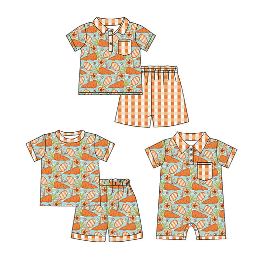 Baby Boy Short Sleeves Easter Carrots Egss Sibling Romper Set ( Moq 5 Each Style ) 12.23