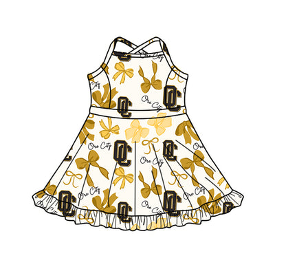 ( Moq 5 Each Style ) Baby Girls Toddler Yellow Bows Sibling Team Shorts Dresses Set Clothes