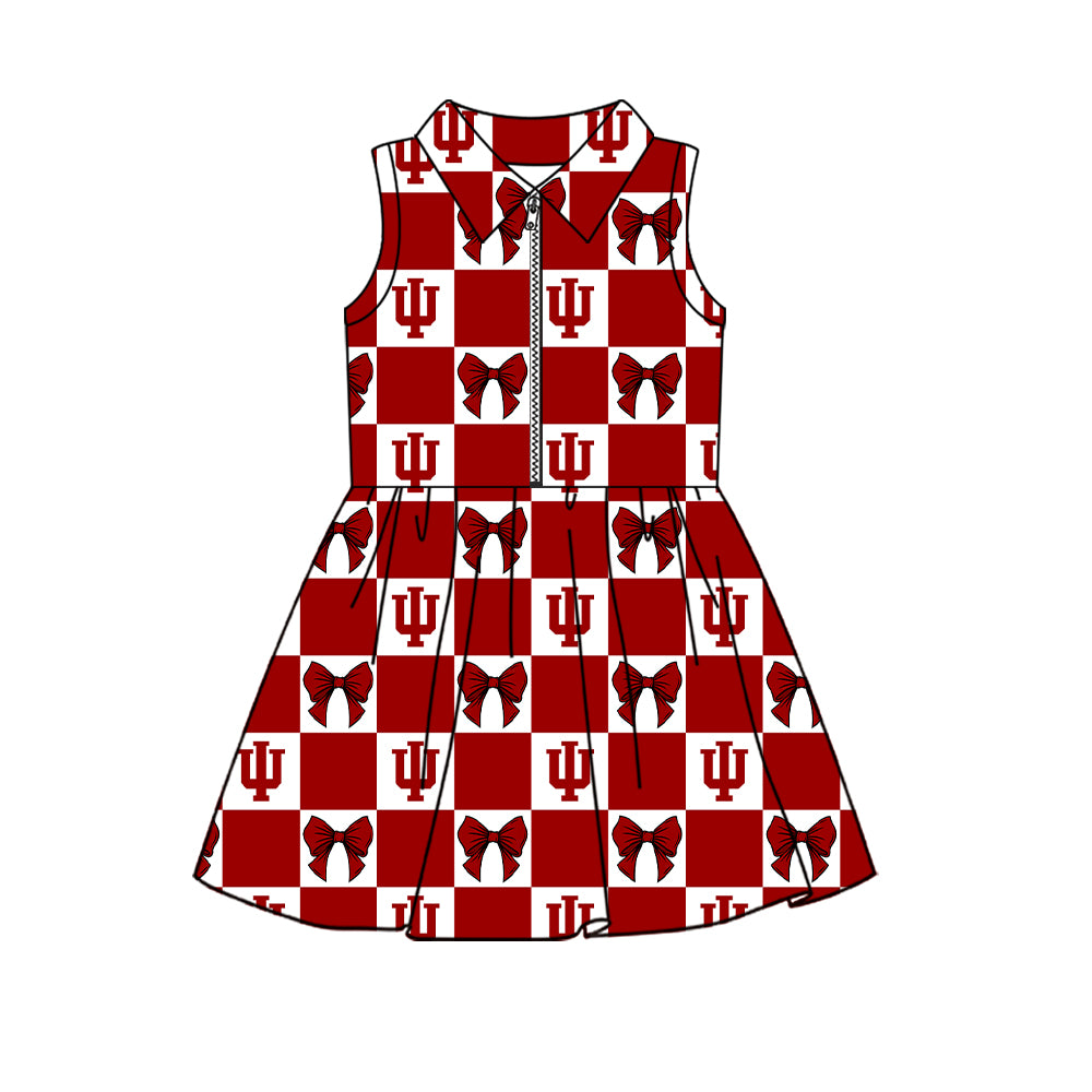 ( Moq 5 ) Custom Baby Girls Kids Sleeveless Shorts Knee Length Team Zipper Dress Cheer Clothes