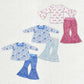 Sibling Baby Girls Long Sleeves Bows Tops Sequins Bell Pants Sets Clothes RTS