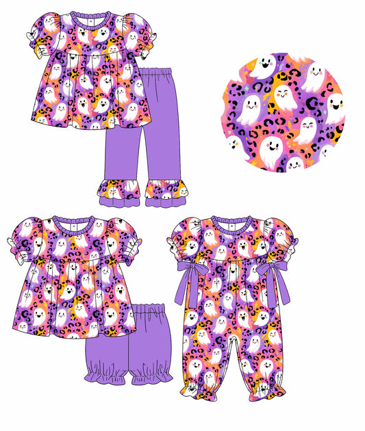 ( Moq 5 Each Style ) Baby Girls Kids Short Sleeves Ghost Halloween Sibling Rompers Sets Clothes