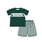 ( Moq 5 ) Baby Boys Toddler Short Sleeves Green Shirt Stripes Shorts Team Summer Set