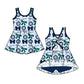 ( Moq 5 each style ) Baby Boy Girl Toddler Team Green Blue Bows ‌Sibling Shirt Dress Set 6.17