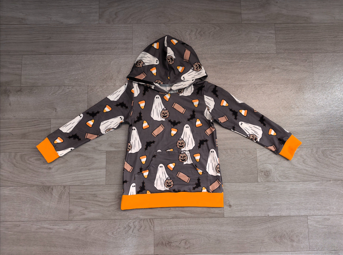( No moq ) Preorder Toddler Kids Ghosts Pumpkins Halloween Pocket Hoodie Pullover Zipper Shirt Clothes