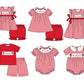 Baby Girl Team Red Checkered Short Sleeves Dress