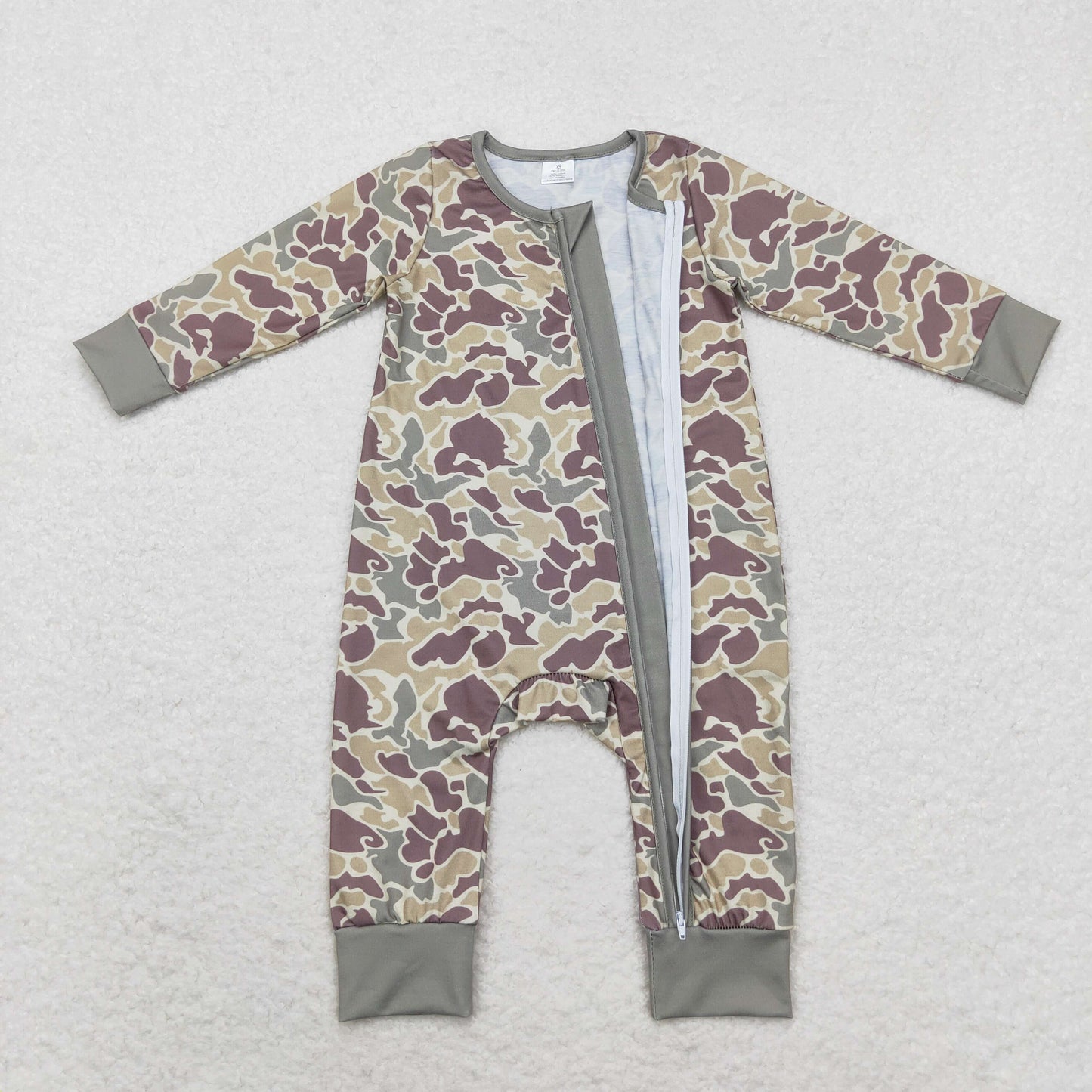 Baby Boy Long Sleeves Camo  Zipper Bamboo Romper