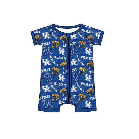 Baby Boy Short Sleeves Team Tigers Zipper Blue Romper