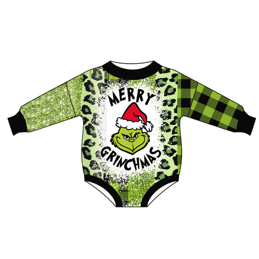 Moq 5 Baby Toddler Boys Green Face Long Sleeve Romper