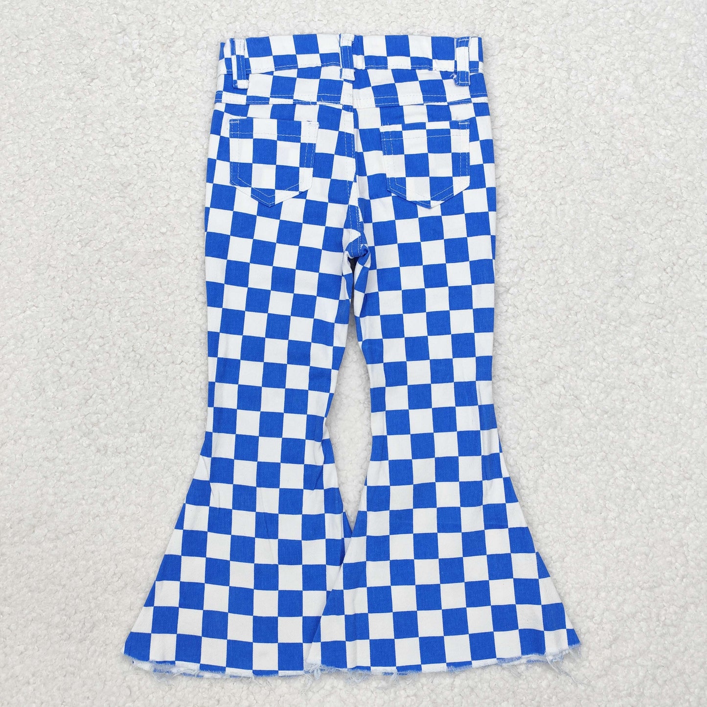 Baby Girl Blue Checkered Bell Denim Pants