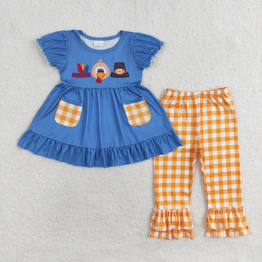 Baby Girl Thanksgiving turkey Pockets Tunic Pants Set