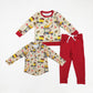 Baby Boy Long Sleeves Trucks Christmas Sibling Buttons Shirt Set Clothes RTS
