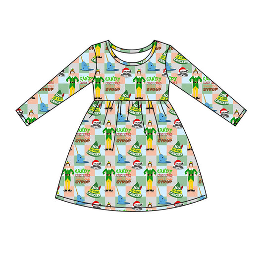 Baby Girl Christmas Shelf Candy Long Sleeves Dress