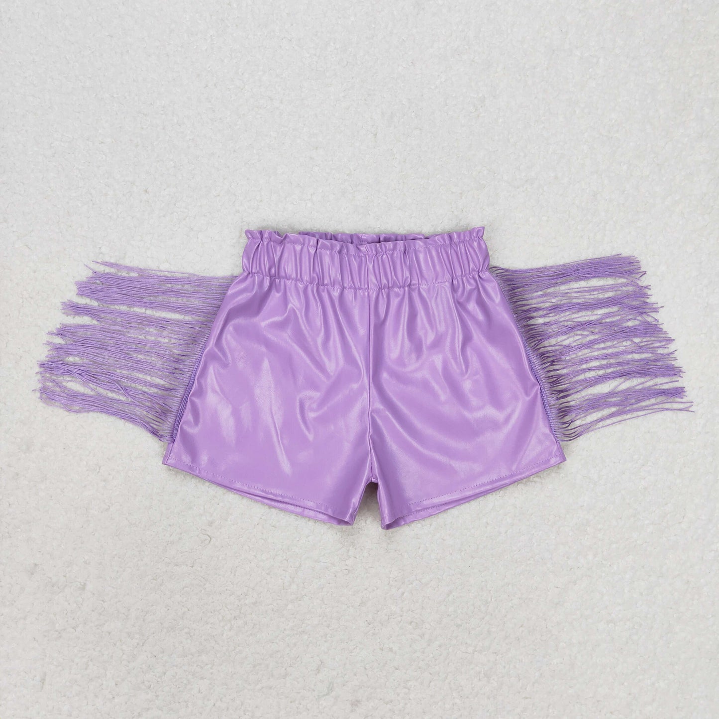 Baby Girl Purple Tassel Leather Shorts