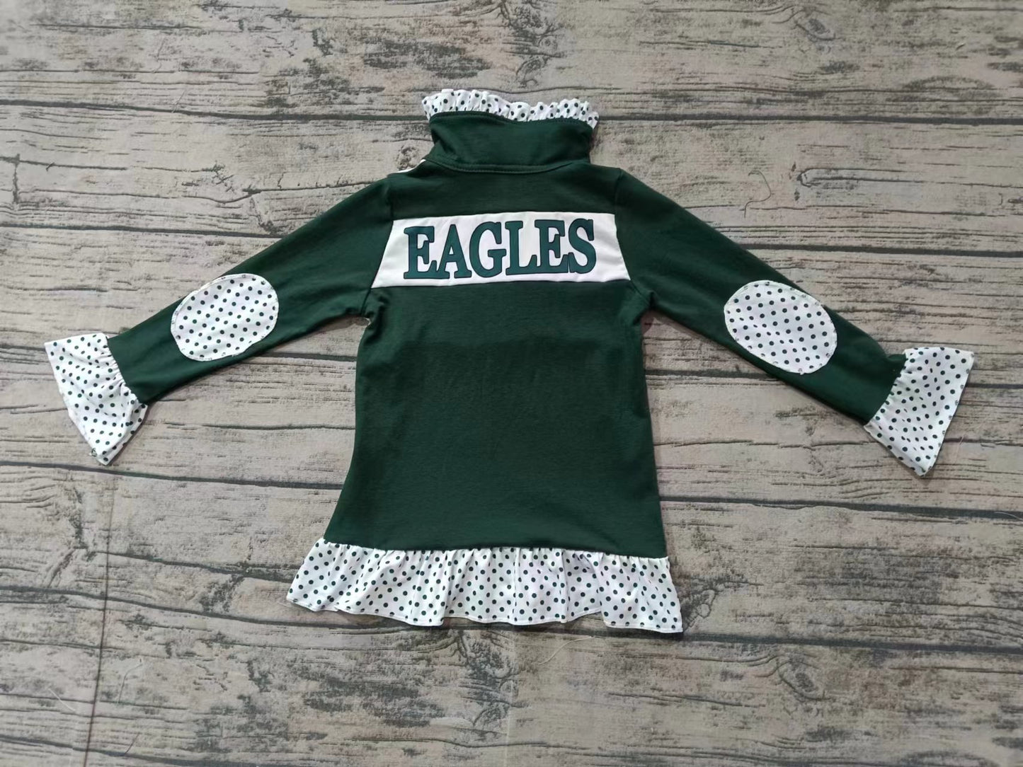 Baby Girl Toddler Long Sleeves Team Buttons Green Shirt Tops