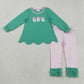 Boys Girls Kids Green Long Sleeves Embroidery Santa Sibling Christmas Romper Set Clothes RTS
