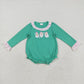 Boys Girls Kids Green Long Sleeves Embroidery Santa Sibling Christmas Romper Set Clothes RTS