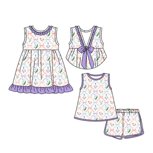 ( Moq 5 Each Style ) Baby Girl Sleeveless Flower Bows Sibling Dress Set 3.24