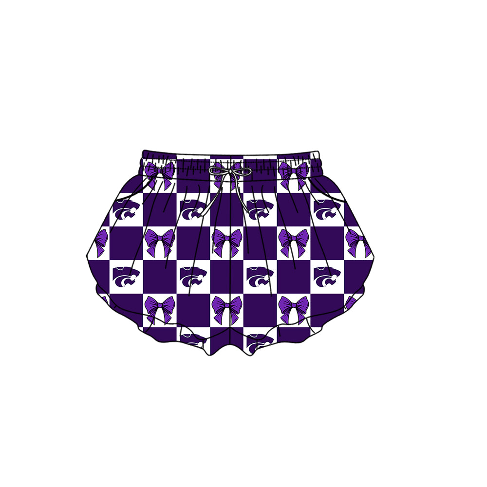 ( Moq 5 Each Style ) Baby Boys Girls Toddler Bows Purple Plaid Team Sibling Shorts Dress Sets Clothes