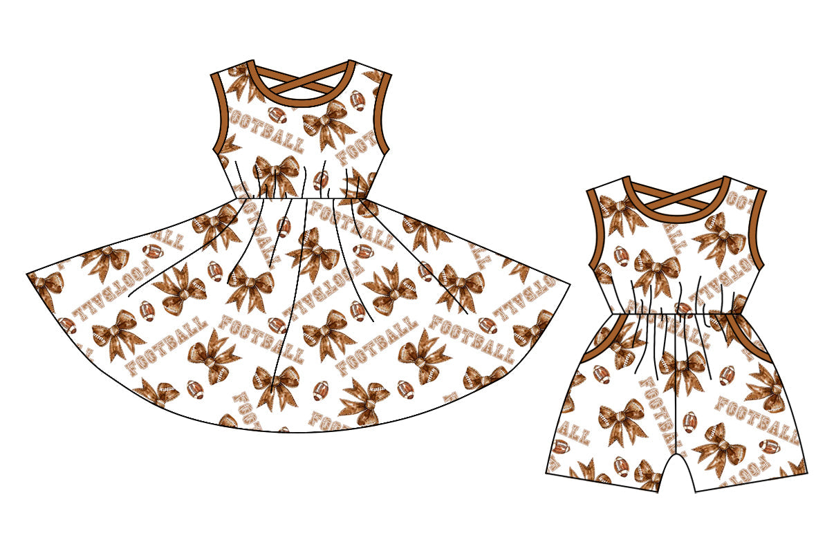 Baby Girl Football Bows Sibling Dress Jumpsuit ( Moq 5 Each Style ) 12.24