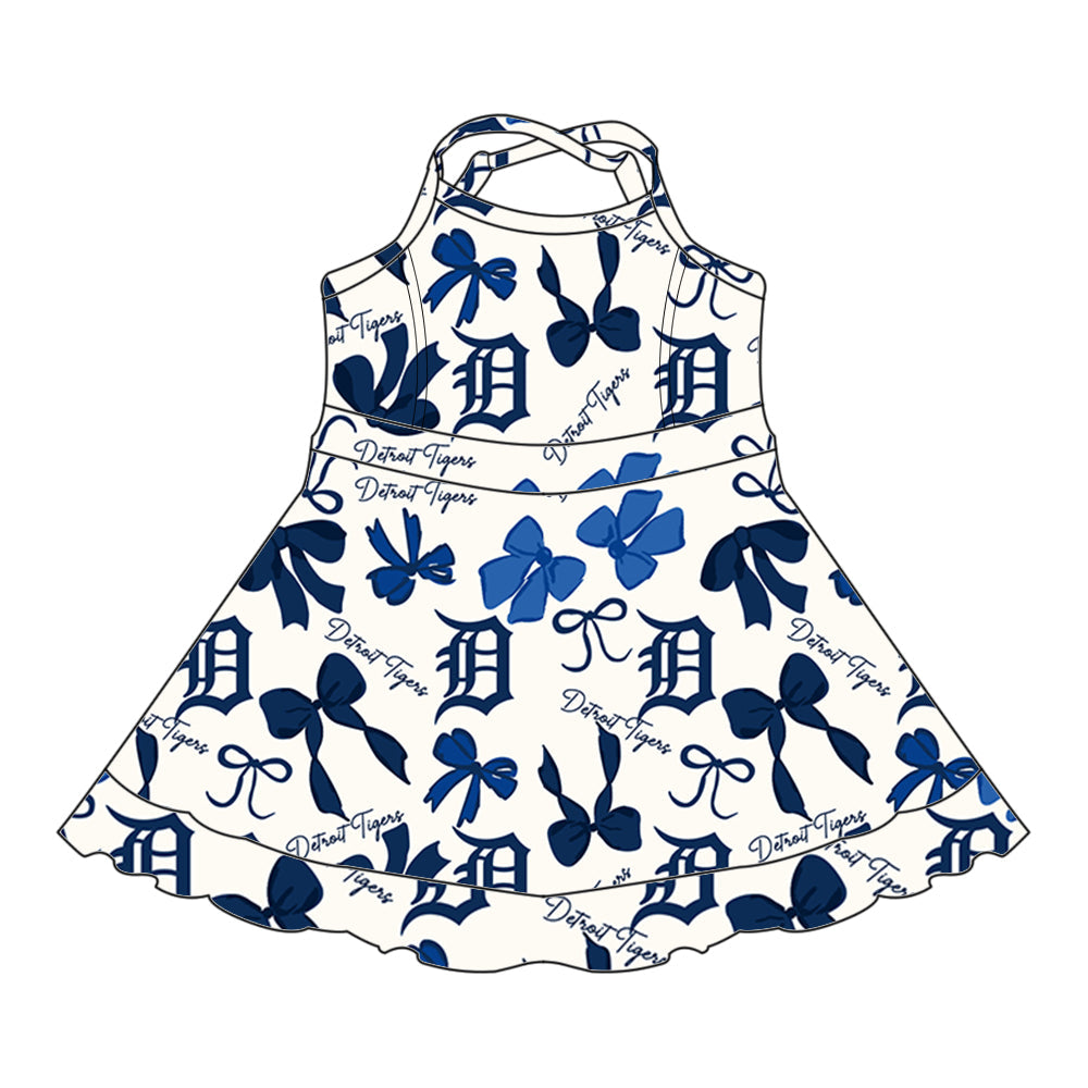 ( Moq 5 each style ) Baby Girl Team Blue Bows Sibling Dress Set 5.21