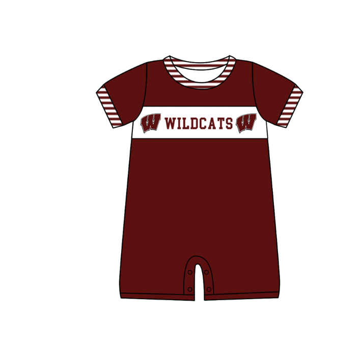( Moq 5 Each Style ) Baby Boys Girls Kids Short Sleeves Team Sibling Dark Red Romper Dress Set