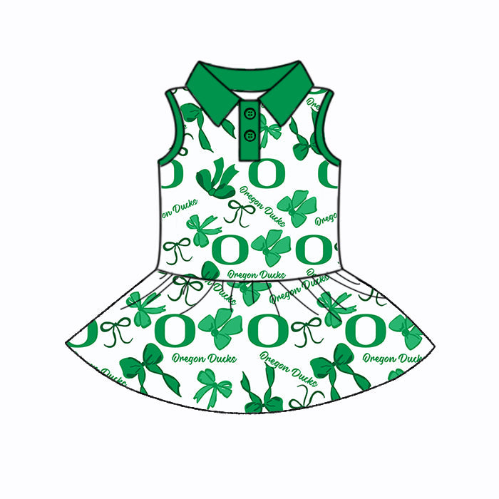 ( Moq 5 each style ) Baby Girl Team O Green Bows Sibling Dress Set 5.24