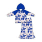 ( Moq 5 each style ) Baby Girl Toddler UK Team Bows Baseball Blue Sibling Romper Dress Set 6.13