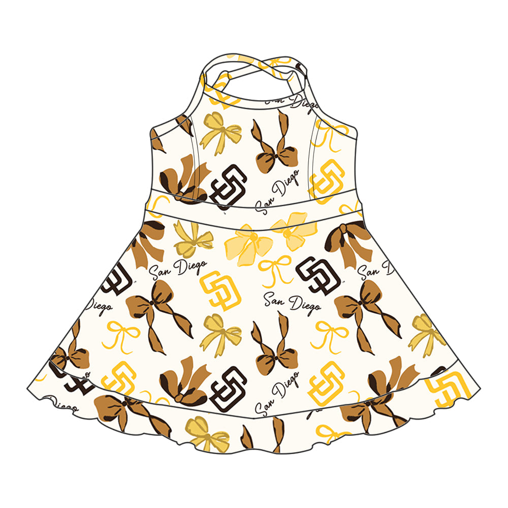 ( Moq 5 each style ) Baby Girl Team SD Bows Sibling Dress Set 5.19