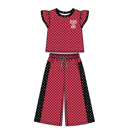( Moq 5 ) Baby Girls Kids Short Sleeves Shirt Pants Team Set Clothes