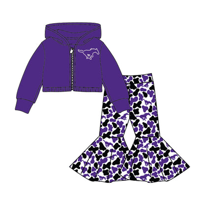 ( Moq 5 each style ) Baby Boy Girl Team Camo Sibling Purple Shirt Jumpsuit Dress Set 8.6