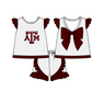 ( Moq 5 Each Style ) Baby Boys Girls Toddler Plaid Sibling Dark Red Shorts Sets Team Clothing