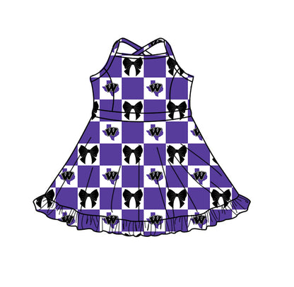 ( Moq 5 Each Style ) Baby Boys Girls Toddler Bows Team Sibling Shorts Dress Shirt Purple Set Clothes