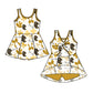 ( Moq 5 Each Style ) Baby Girls Toddler Yellow Bows Sibling Team Shorts Dresses Set Clothes