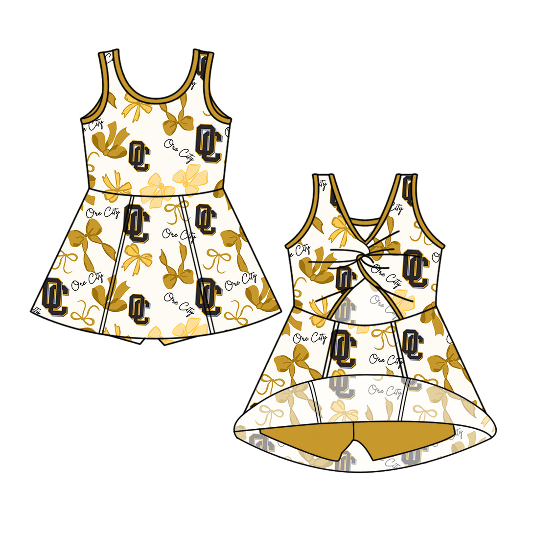 ( Moq 5 Each Style ) Baby Girls Toddler Yellow Bows Sibling Team Shorts Dresses Set Clothes