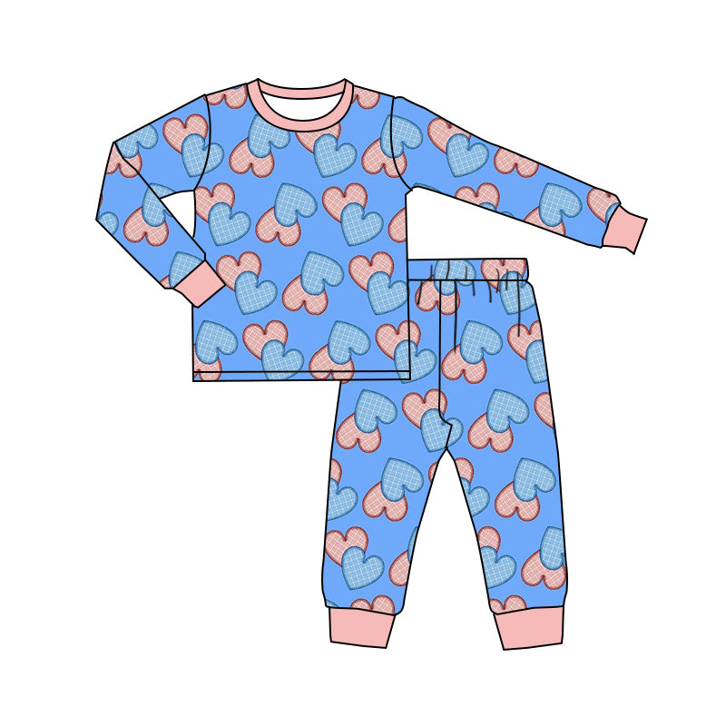 Baby Kids Toddler Long Sleeves Hearts Shirt Pants Valentine Pajamas Set Moq 5