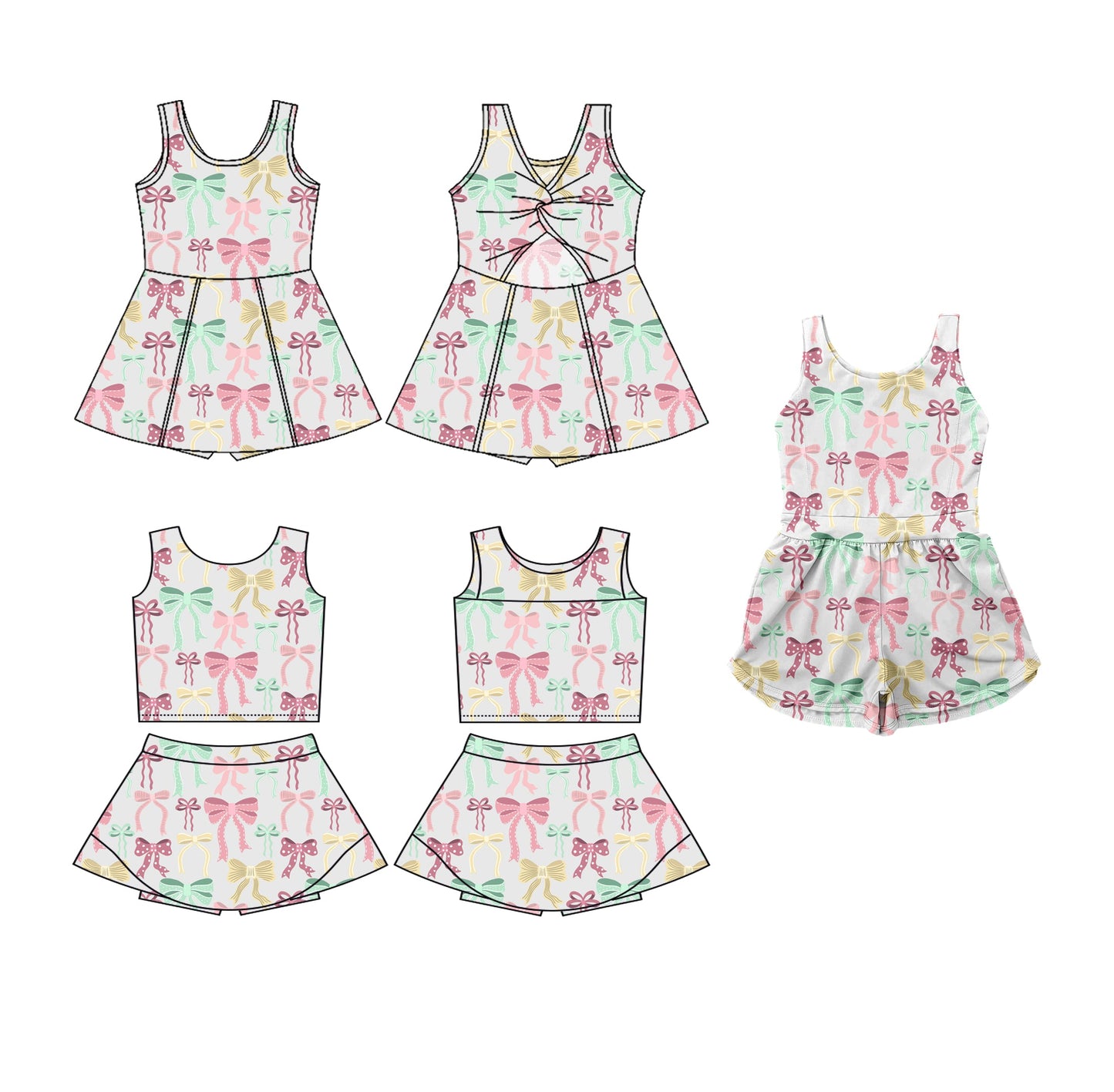 Baby Girl Sleeveless Bows Sibling Jumpsuit Dress Set ( Moq 5 Each Style ) 3.19