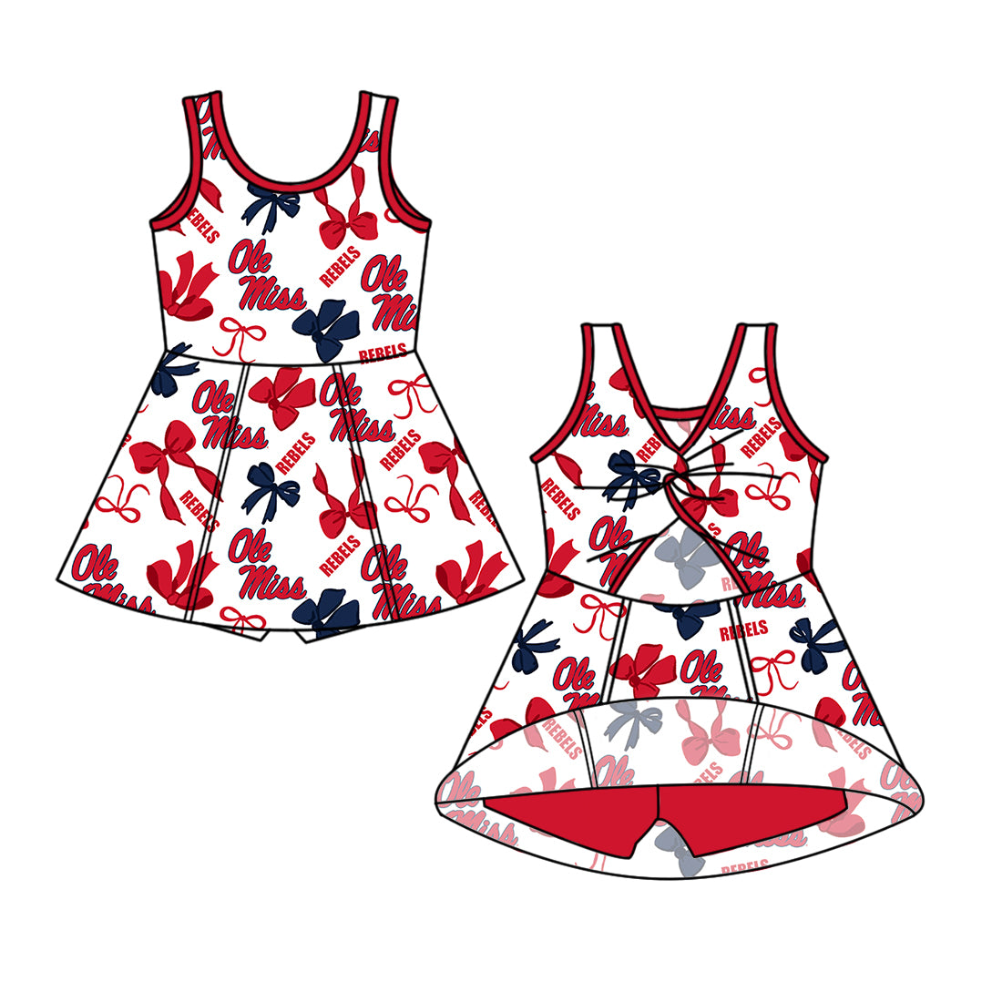 ( Moq 5 Each Style ) Baby Girls Kids Red Bows Sibling Team Shorts Dresses Set