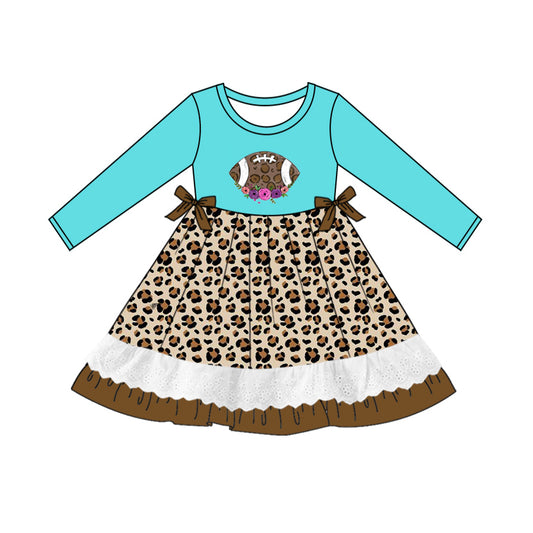 Baby Girl Long Sleeves Football Leopard Dress