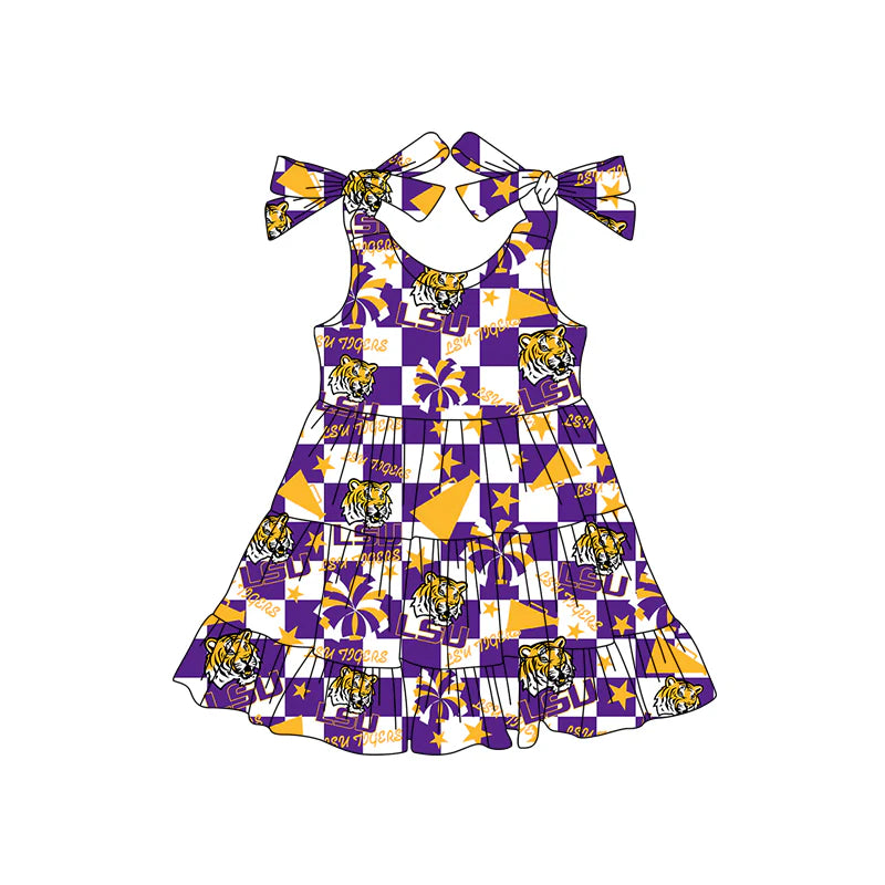 ( Moq 5 each style ) Baby Girl Toddler Cheer Sibling Tiger Team Romper Dress Set 7.16