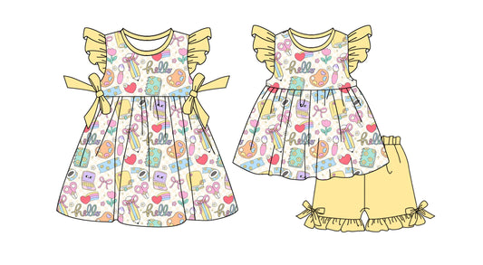 Baby Girl Back To School Pencil Bows Sibling Dress Set ( Moq 5 Each Style ) 1.6