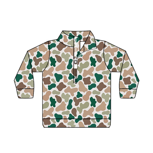 Baby Boy Kids Camo Long Sleeves Zipper Shirt Tops