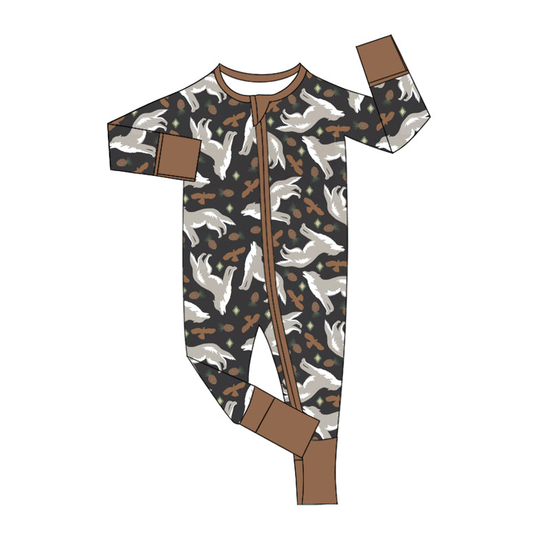 Baby Boy Infant Long Sleeves Fox Zipper Romper