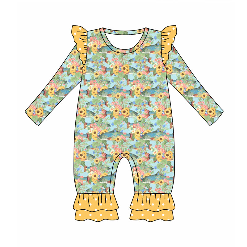 Baby Girl Infant Long Sleeves Yellow Flower Romper