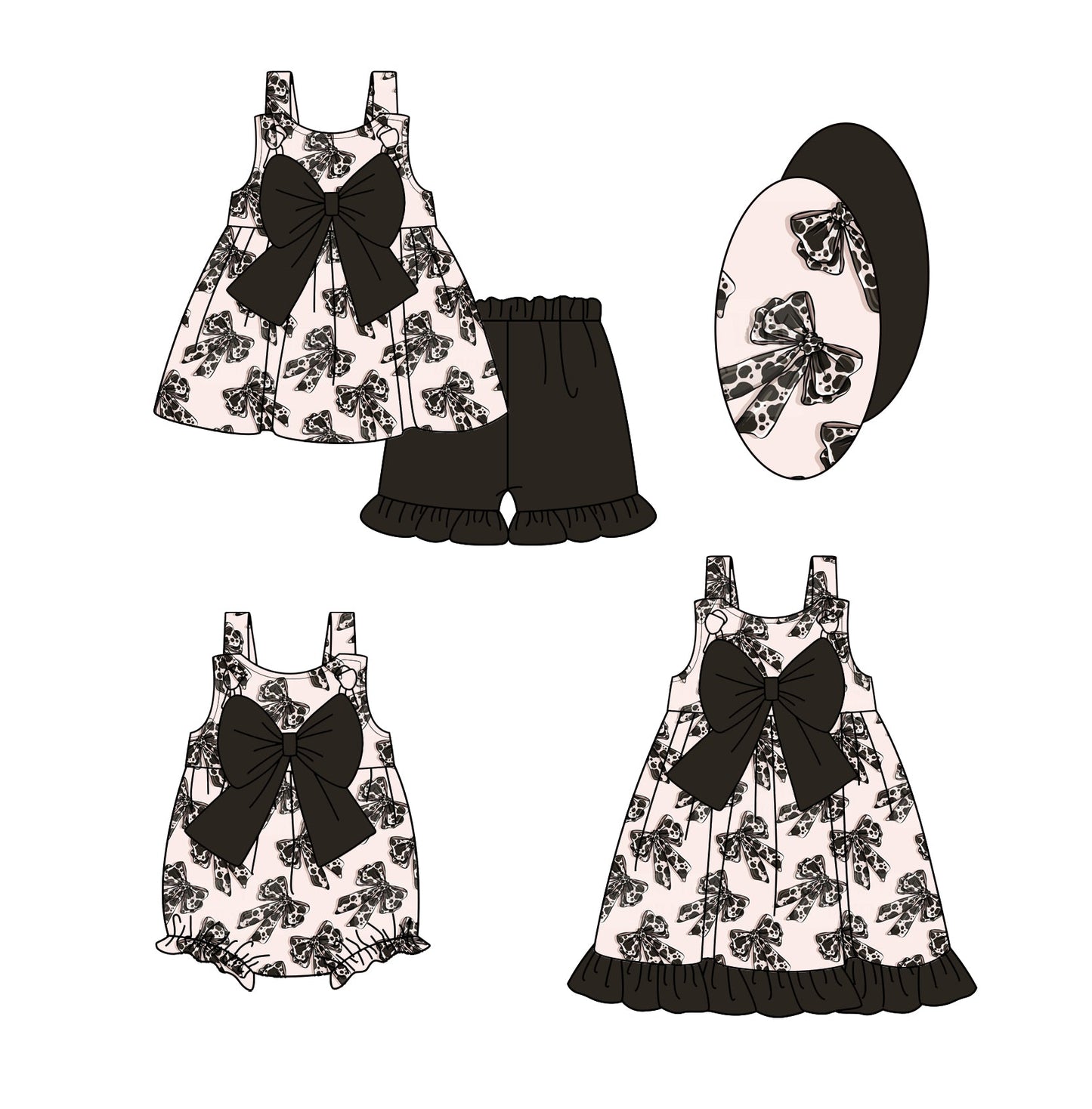 Baby Girl Bows Western Sibling Romper Dress Set ( Moq 5 Each Style ) 1.16