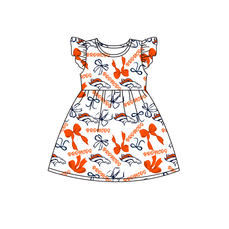 ( Moq 5 each style ) Baby Girl Toddler Team Horse Bows Sibling Green Dress Set 7.9